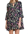 Umgee Floral Keyhole Dress In Navy Mix In Multi