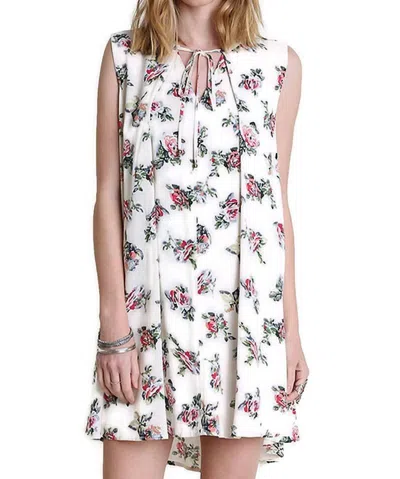 Umgee Floral Keyhole Sleeveless Dress In Ivory In White