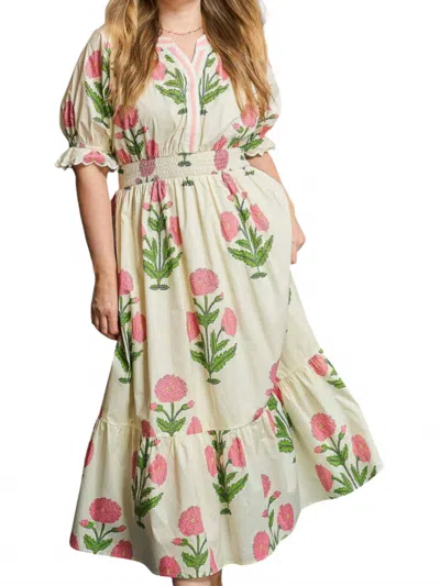 Umgee Floral Maxi Dress In Cream In Neutral
