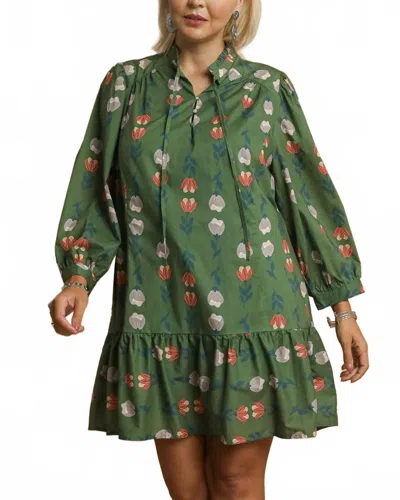 Umgee Floral Mini Dress In Green