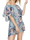 Umgee Floral Off Shoulder Romper In Sage