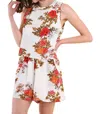 Umgee Floral Pocket Romper In Off White