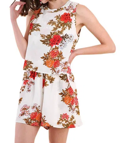 Umgee Floral Pocket Romper In Off White In Multi