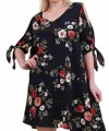 Umgee Floral Print Cut Out Dress - Plus In Navy Mix In Black