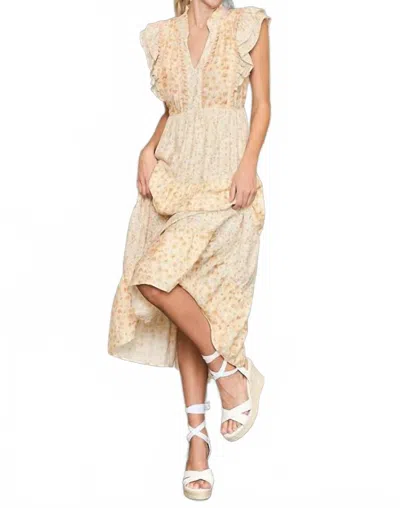 Umgee Floral Print Midi Dress In Peach Mix In Neutral