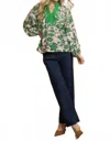 Umgee Floral Print Mix Shirt In Pink In Green