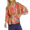 Umgee Floral Print Peplum Top In Tangerine In Orange
