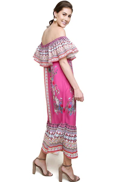 Umgee Floral Scarf Maxi Dress In Pink
