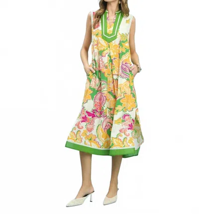 Umgee Floral Sleeveless Dress In Green Multi