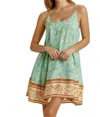 Umgee Floral Spaghetti Strap Flowy Dress In Mint