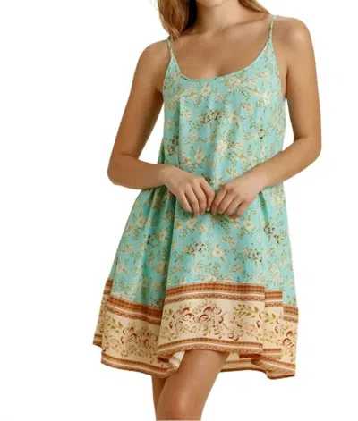 Umgee Floral Spaghetti Strap Flowy Dress In Mint In Green
