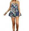 Umgee Floral Spaghetti Strap Lace Tank Top In Blue In Multi