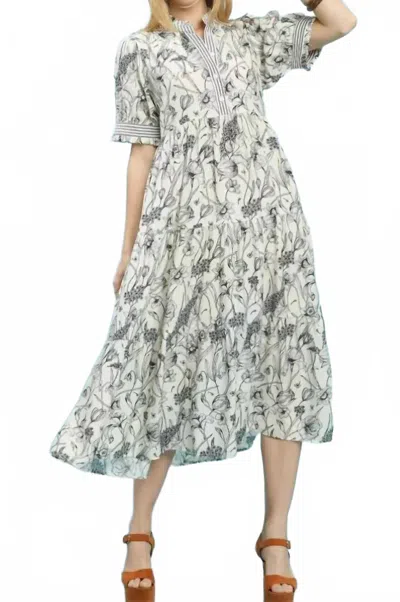 Umgee Floral Tiered Maxi Dress In Black In Gray