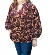 Umgee Floral Velvet Burnout Blouse - Plus In Grape In Multi