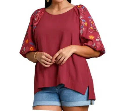 Umgee Flower Power Top In Crimson In Multi