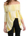 Umgee Fold Over Off The Shoulder Tie Dye Tunic In Lemon In Yellow