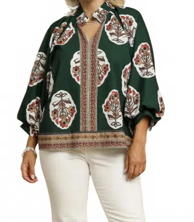 Umgee Forest Floral Tunic Top In Green In Multi