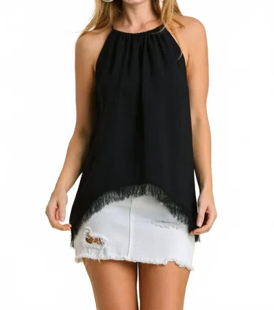 Umgee Frayed Hem Sleeveless Top In Black