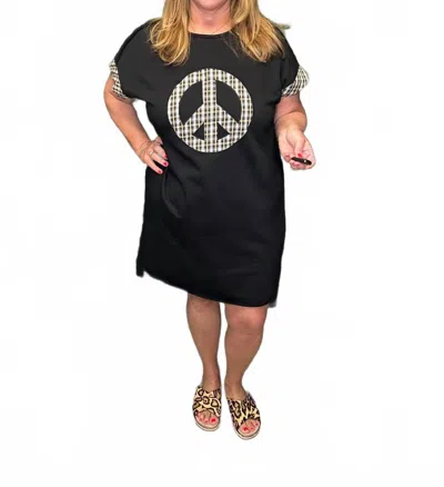 Umgee French Terry Peace Mini Dress In Black
