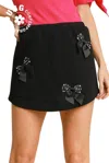 Umgee French Terry Skort With Rhinestone Ribbon Details In Black