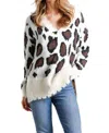 Umgee Fuzzy Leopard Sweater In Cream Mix In Multi