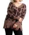 Umgee Fuzzy Leopard Sweater In Mocha In Brown