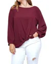 Umgee Gathered Long Sleeve Top In Merlot