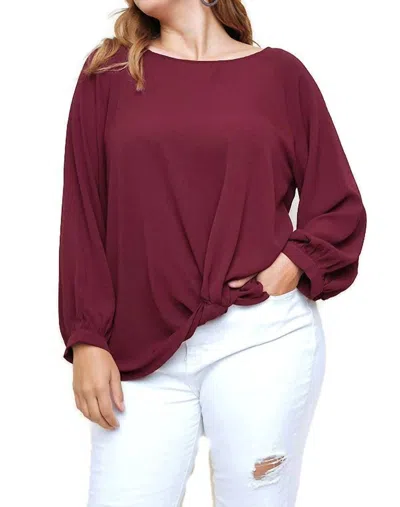 Umgee Gathered Long Sleeve Top In Merlot