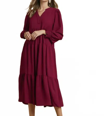 Umgee Gigs Midi Dress In Maroon In Red