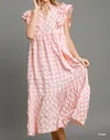 Umgee Gingham Checkered Dress In Pink In Pink