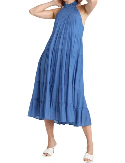 Umgee Halter Neck Tiered Maxi Dress In Azure In Blue