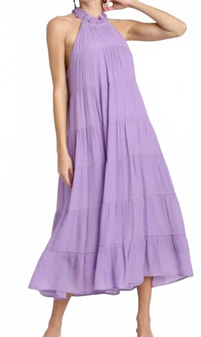 Umgee Halter Neck Tiered Maxi Dress In Lavender In Purple