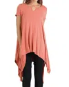 Umgee Handkerchief Hem Short Sleeve Op In Clay In Pink
