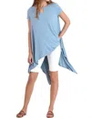 Umgee Handkerchief Hem Short Sleeve Top In Blue In Blue