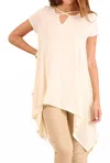 Umgee Handkerchief Hem Short Sleeve Top In Cream In Neutral