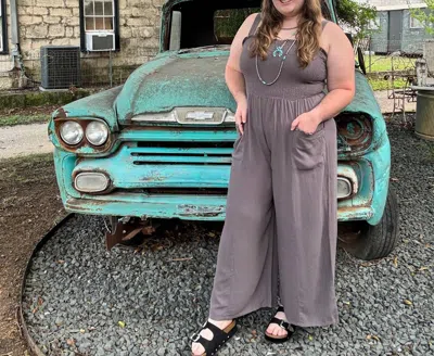 Umgee Harris Wide Leg Overalls In Grey
