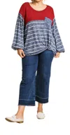 Umgee Heathered Puff Sleeve Top - Plus In Multi
