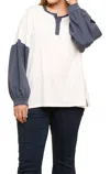 Umgee Henley Color Block Top In Off White In White