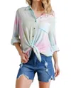 Umgee Hidden Gem Tie Dye Blouse In Pink / Sky In Multi