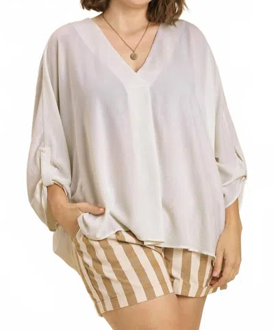 Umgee High Low Dolman Sleeve Top - Plus In Off White