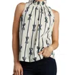 Umgee High Neck Back Bow Top In Ivory In Multi