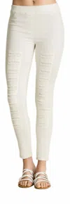 Umgee High Waist Distressed Jeggings In Cream In White