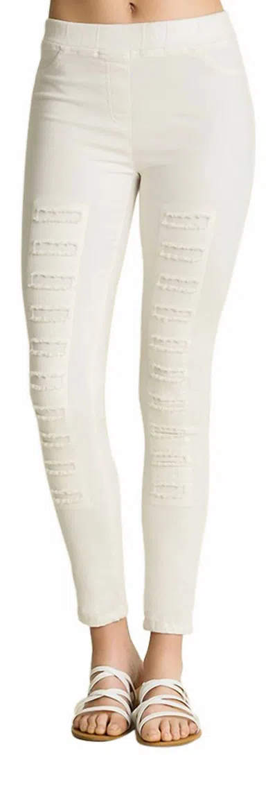 Umgee High Waist Distressed Jeggings In Cream In White