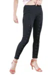 Umgee High Waist Leggings With Lace Up Details In Black In Black