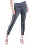 Umgee High Waist Leggings With Lace Up Details In Charcoal In Gray