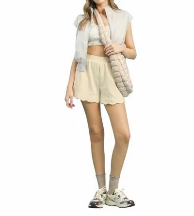 Umgee High Waist Pull On Shorts In Ecru In Beige