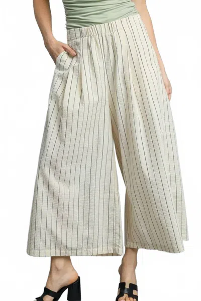 Umgee High-waisted Striped Palazzo Pants In Ivory In Neutral