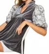 Umgee Inside A Dream Velvet Top In Grey In Gray