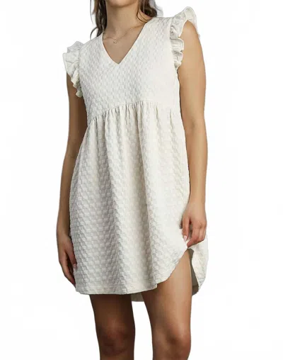 Umgee Jacquard Baby Doll Mini Dress In Cream In White