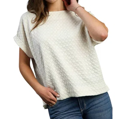 Umgee Jacquard Back Buttons Top In White